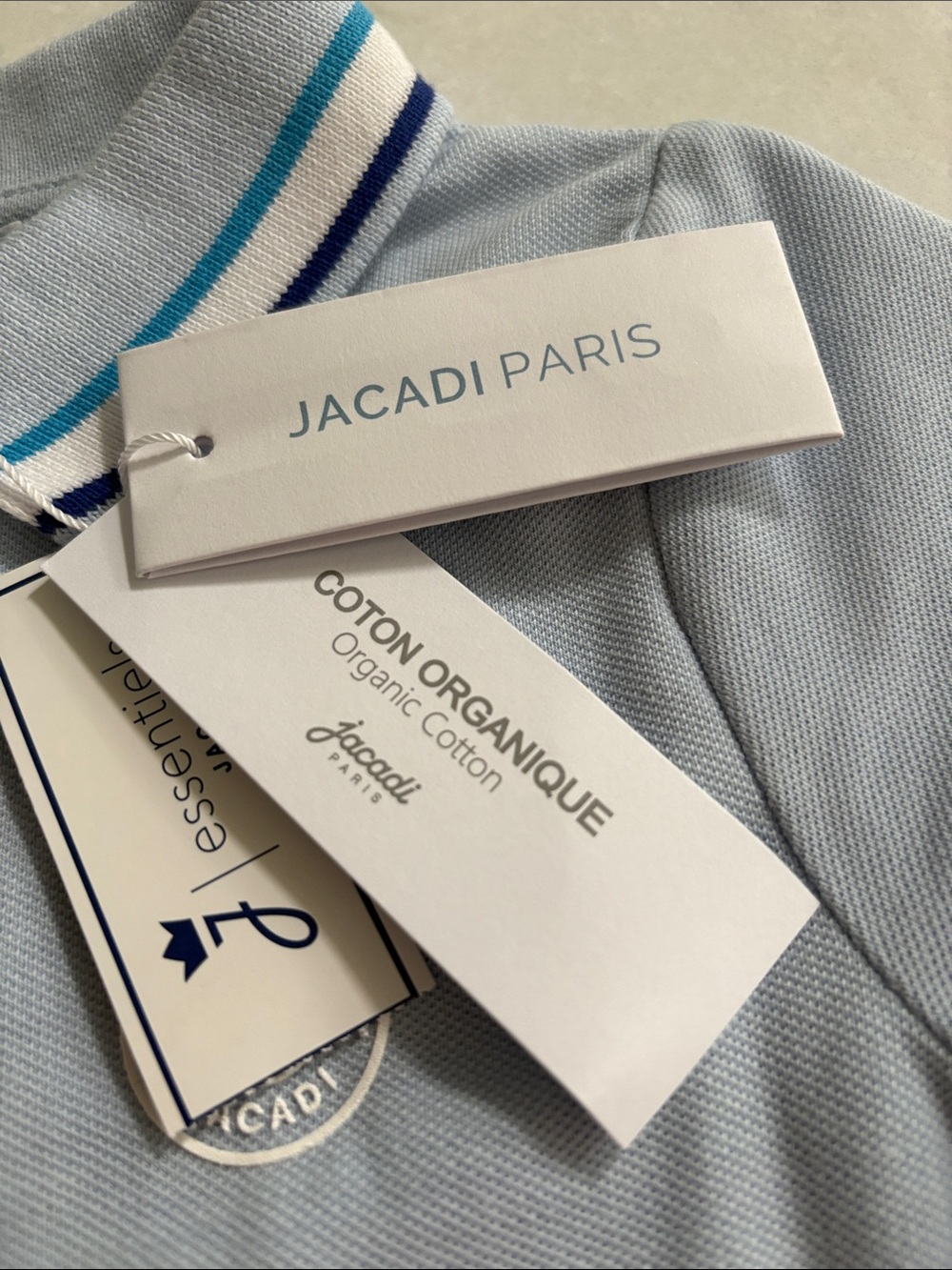 NWT Jacadi Paris Boys Polo Shirt in Light Blue Organic Cotton Preppy Size 24 Mos - Picture 4 of 10